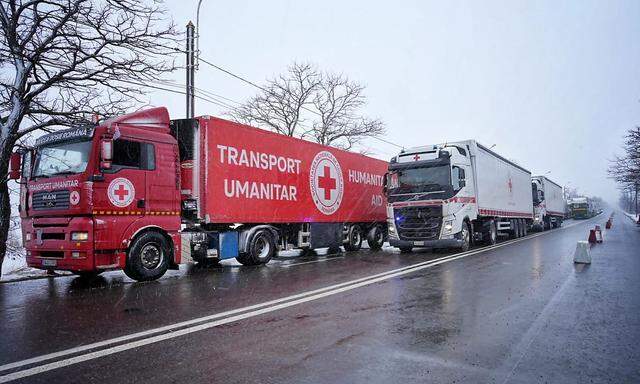 Eine Hilfslieferung unterwegs in die Ukraine. 