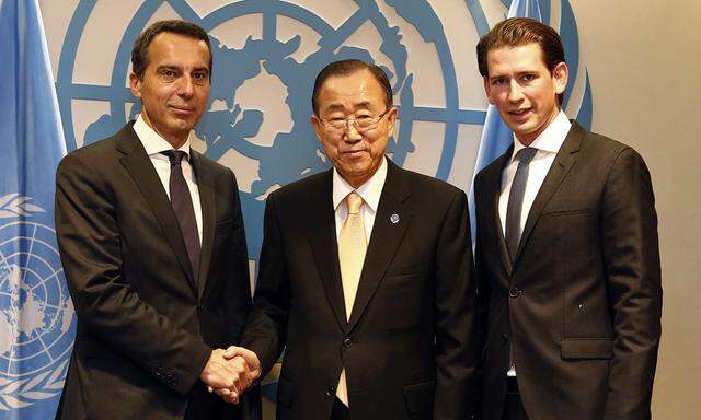  Bundeskanzler Kern (li.) und Außenminister Kurz (re.) trafen UN-Generalsekretär Ban Ki-moon am Rande der UN-Generalversammlung in New York.