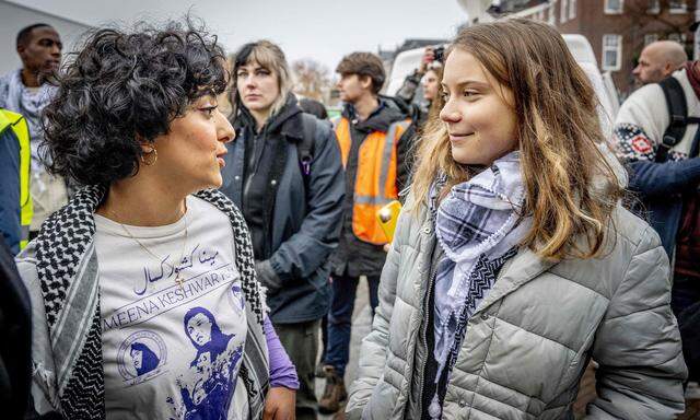 Greta Thunberg bei der Demo in Amsterdam.