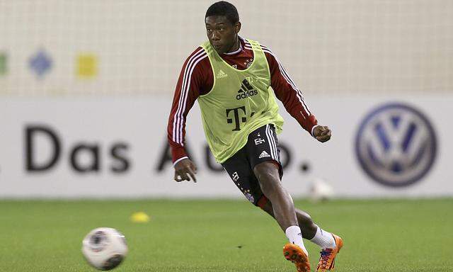 Bayern Munich´s David Alaba controls the ball during a training session at Aspire Academy for Sports Excellence in Doha