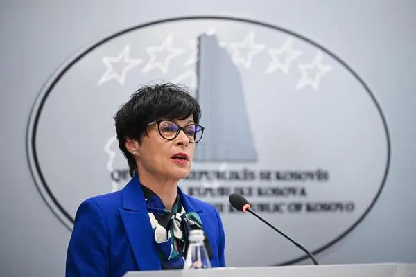 EU-Erweiterungskommissarin Marta Kos am 15. Mai in Pristina. 