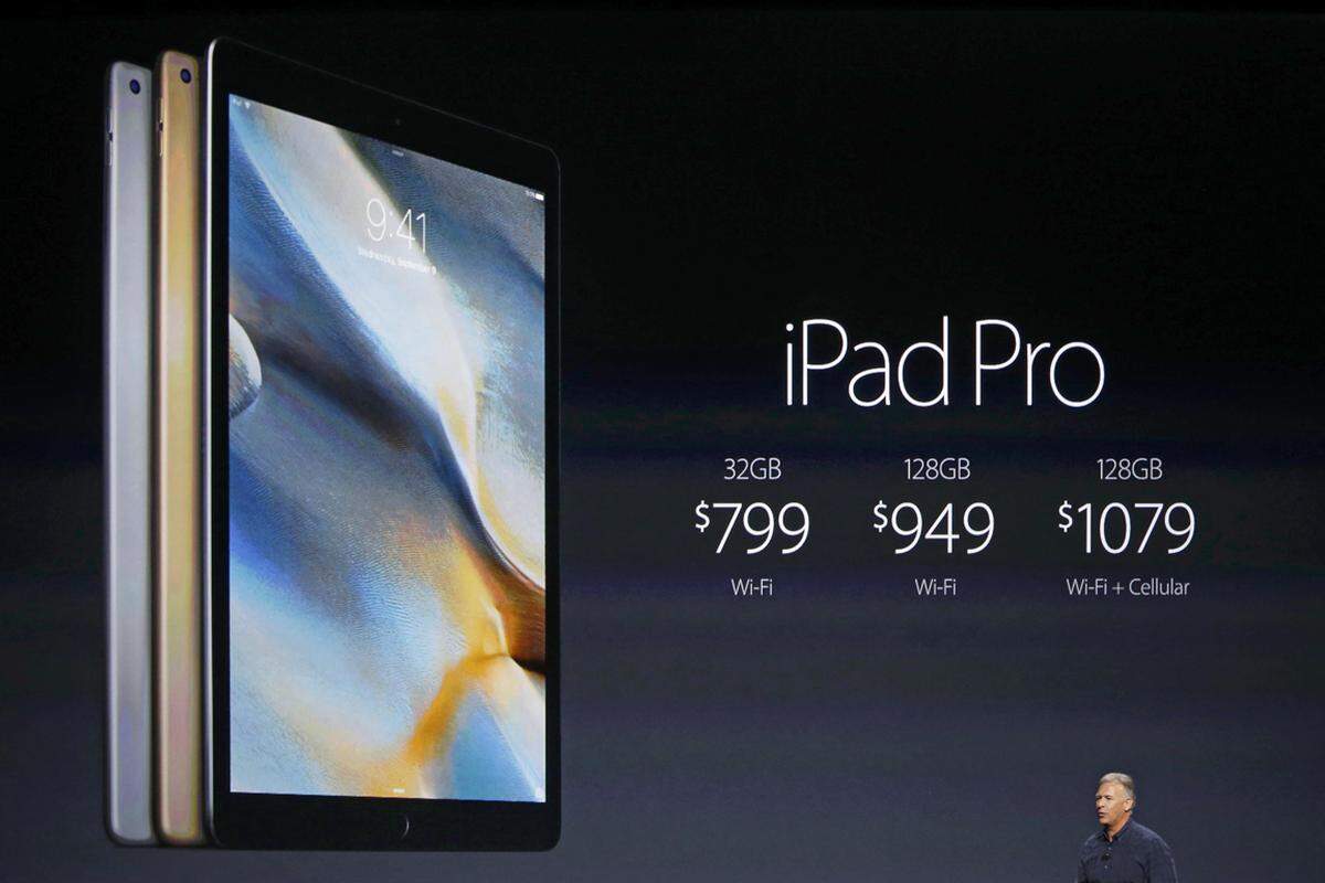 Doch nicht nur in Bezug auf die Auflösungen sind sich das iPad Pro und das MacBook Air ähnlich - auch beim Preis. Die 32-Gigabyte-Version kostet 799 Dollar. Das 128-Gigabyte-Modell schlägt mit satten 949 Dollar zu Buche. Für die 128-Gigabyte-LTE-Version sind 1079 Dollar fällig.