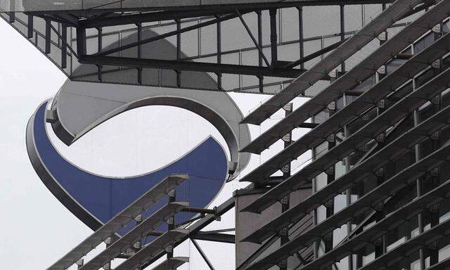 The logo of nationalised lender Hypo Alpe Adria is pictured atop the bank´s headquarters in Klagenfurt