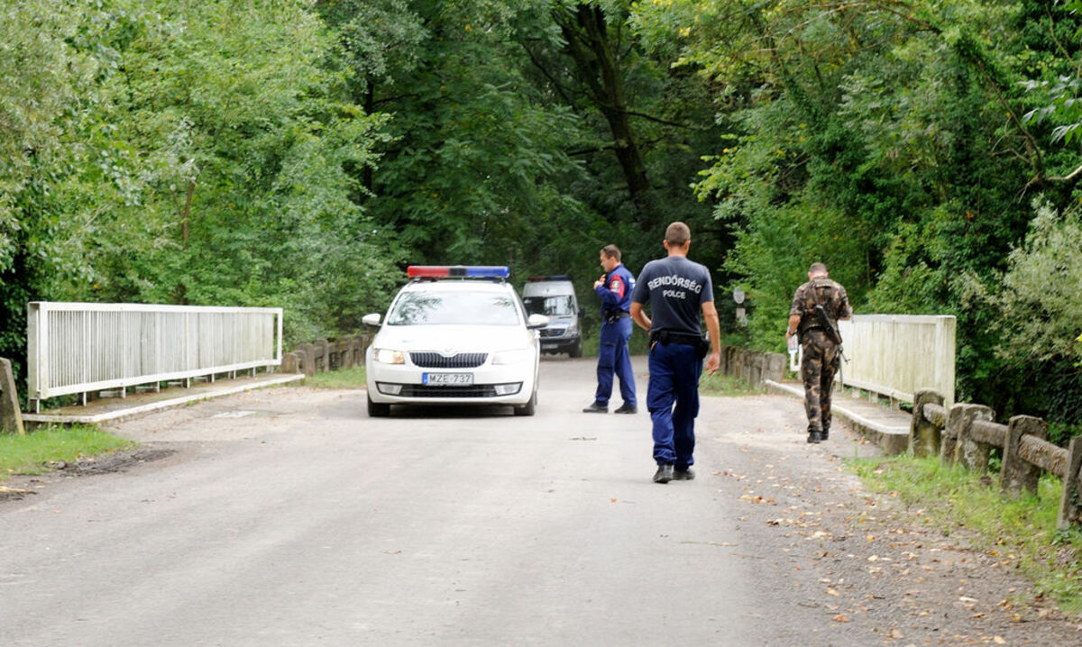 Polizisten und Soldaten an der grünen Grenze im Dreiländereck Ungarn-Kroatien-Serbien