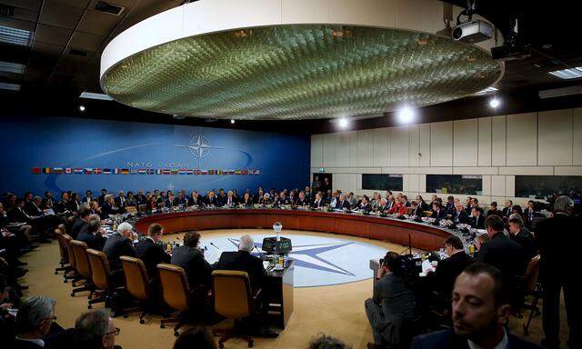 NATO foreign ministers gather for the session to formally admit Montenegro during ministerial meetings at NATO Headquarters in Brussels