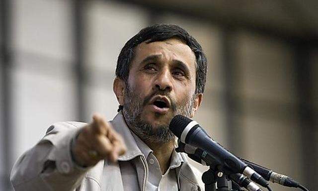 Iranian President Ahmadinejad speaks at a rally at Tehrans Azadi sports complexs Azadi sports complex