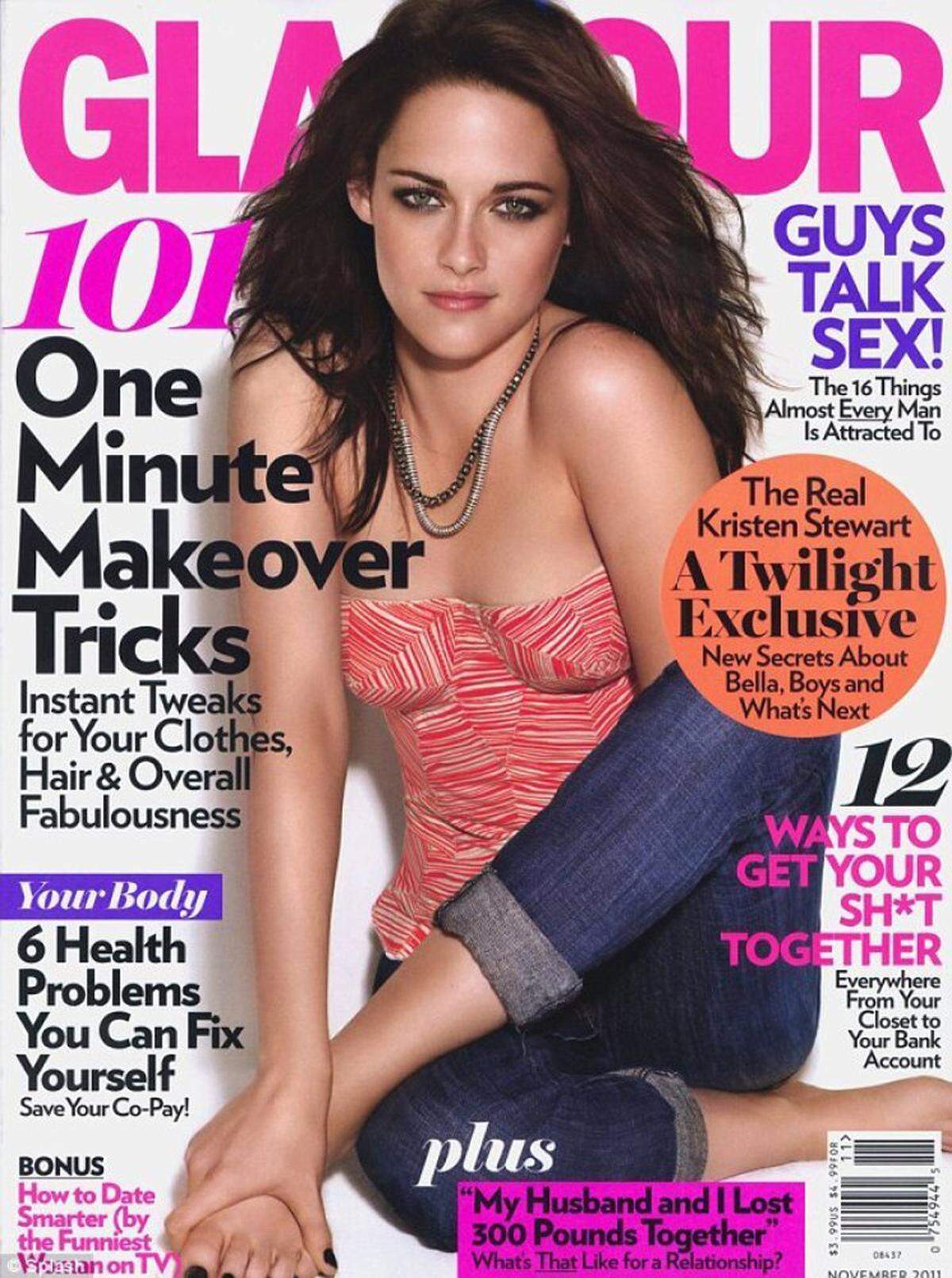 Ganz auf den linken Arm von Kristen Stewart hat man dafür auf diesem Glamour-Magazin vergessen. Kaum zu erkennen sind auch andere Promis auf diesen Magazinen.