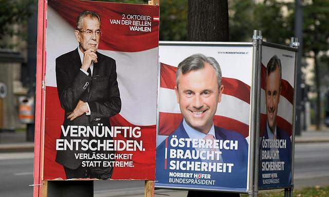 Wahlplakate von Van der Bellen und Hofer 