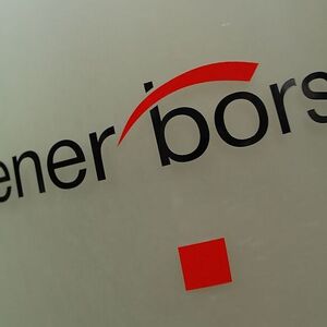 The Vienna Stock Exchange (Wiener Boerse) logo is displayed next to the company's street entrance in Vienna