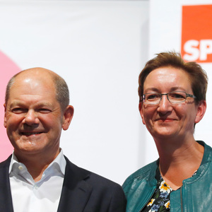 Stets mit einem Lächeln im Gesicht: Das Favoritenduo Olaf Scholz und Klara Geywitz. 