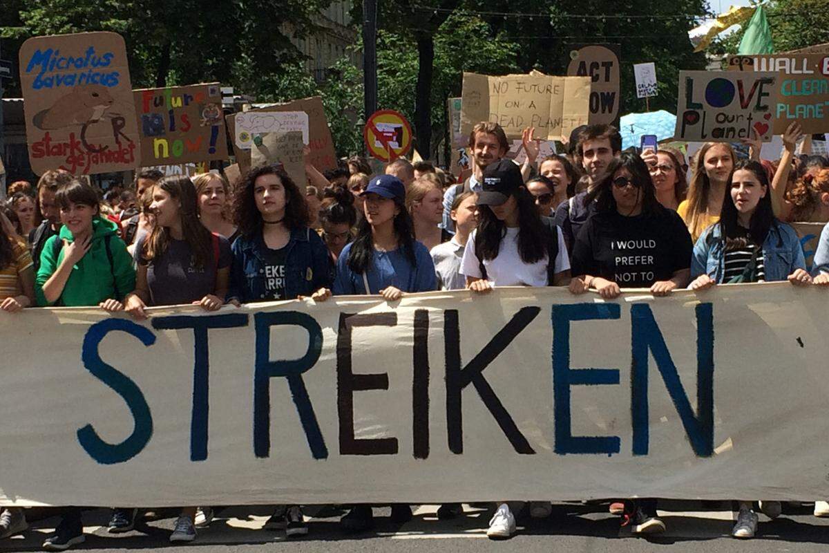 Tausende vor allem junge Menschen demonstrierten am Freitag für mehr Klimaschutz. "Wir streiken, bis ihr handelt", ist die Devise. Die Demonstranten hatten diesmal prominente Verstärkung: Greta Thunberg (16), die Initatorin der Klimaproteste marschierte in Wien mit.