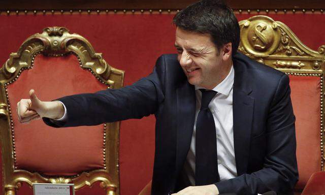 Italiens Premierminister Matteo Renzi während der Vertrauensabstimmung im Senat