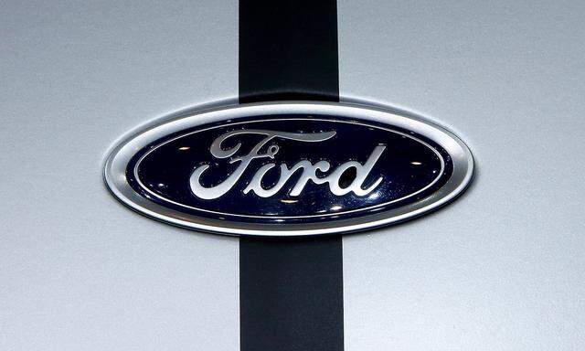 FILE PHOTO: The logo of Ford is seen during the 87th International Motor Show at Palexpo in Geneva
