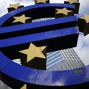 The Euro currency sign is seen in front of the European Central Bank headquarters in Frankfurt