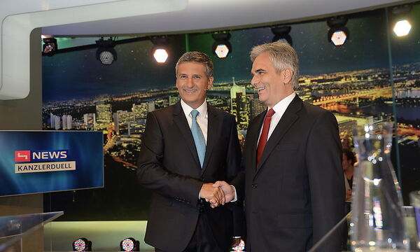 PULS4-TV-KONFRONTATION ZUR NR-WAHL 2013: VK SPINDELEGGER / BK FAYMANN