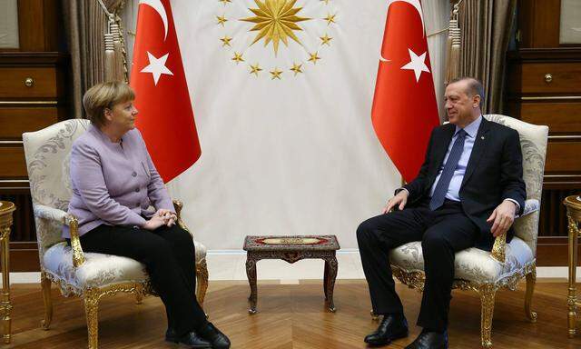 Turkish President Recep Tayyip Erdogan and Germany Prime Minister Angela Merkel meets at Presidentia