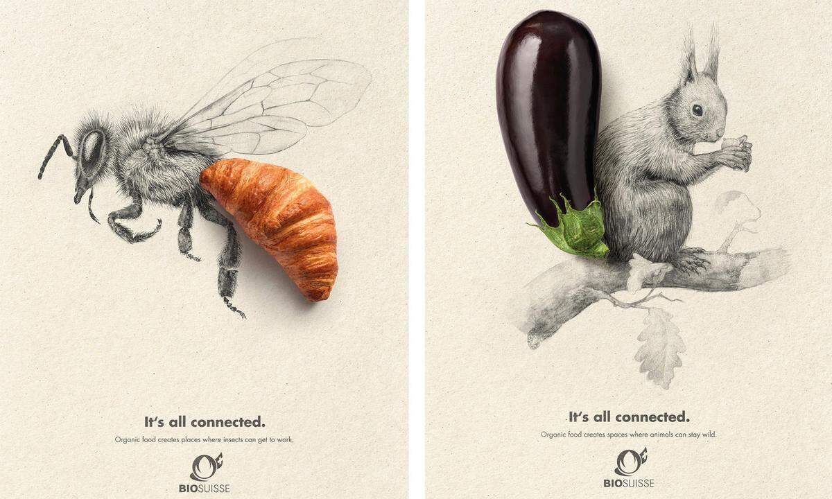 "It's all connected": Dass Natur und Nahrung zusammenhängen, will uns diese süße Kampagne von "Bio Suisse" vermitteln.