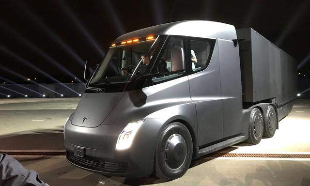 Tesla´s new electric semi truck is unveiled during a presentation in Hawthorn