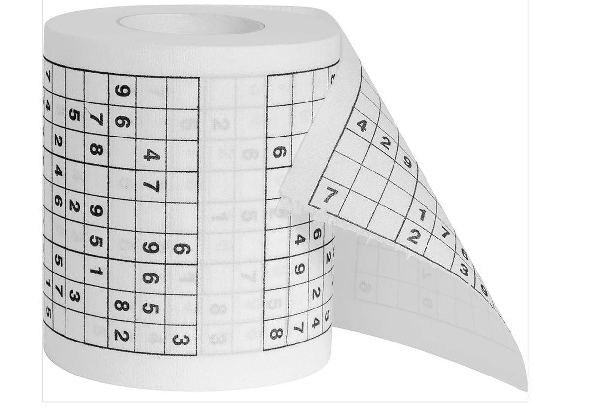 Rätselspaß am stillen Örtchen verspricht das Sudoku-Toilettenpapier, 3,90 Euro.