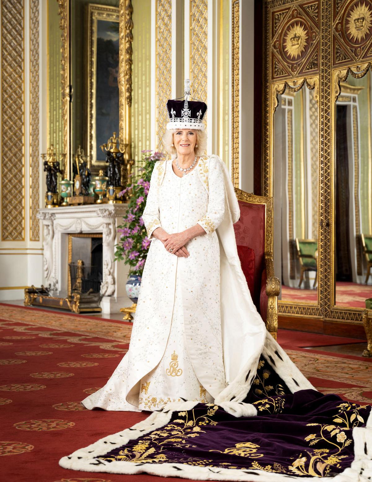 Königin Camilla wurde im "Green Drawing Room" abgelichtet.