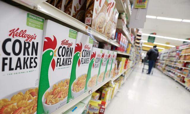 Die bekannten Corn Flakes in einem amerikanischen Supermarkt.