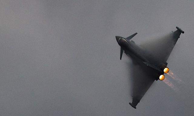 File picture shows an EADS Eurofighter jet performing during an air show in Sion