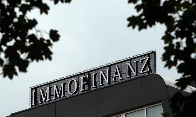 The logo of Austrian real estate group Immofinanz is pictured on top of the company's headquarters building in Vienna