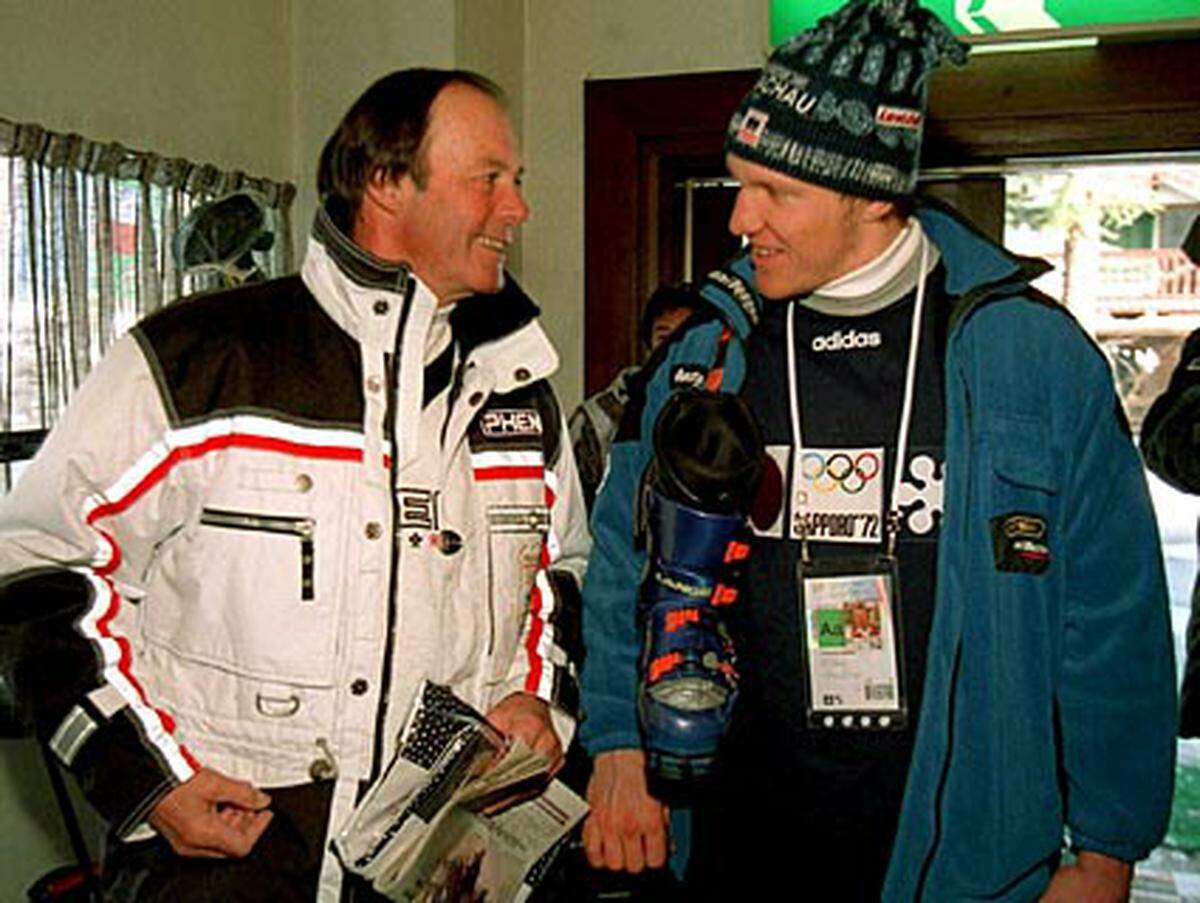 1992 übernahm er den Vorsitz des FIS-Alpinkomitees.Im Bild: Sailer 1998 mit dem Weltcup-Seriensieger Hermann Maier aus Flachau .