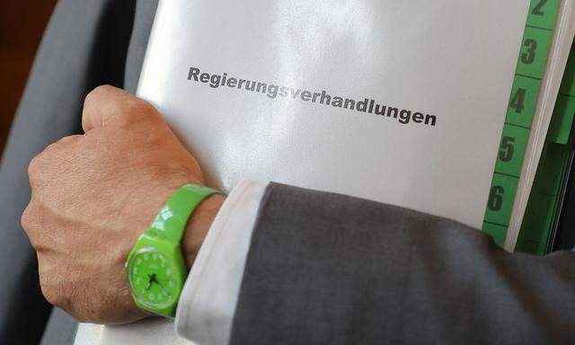 Rudi Hemetsberger (Grüne) mit Verhandlungsmappe 