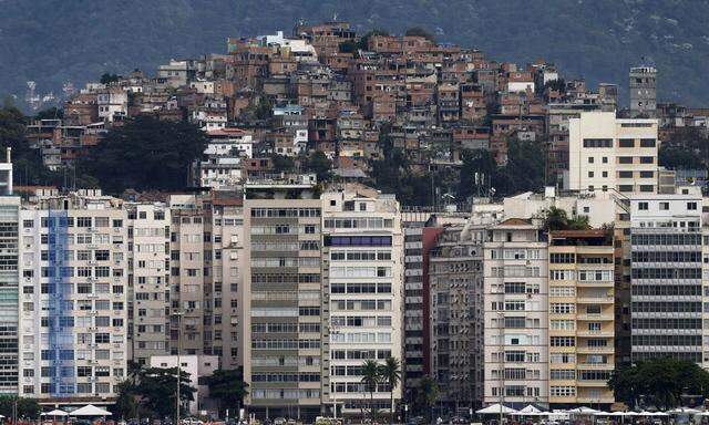 General view of Rio de Janeiro with Copacabana beach and Pavao-Pavaozinho slum in the background
