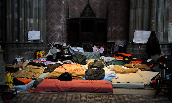 Flüchtlinge besetzten die Votivkirche (Bild vom Jänner 2013)m  