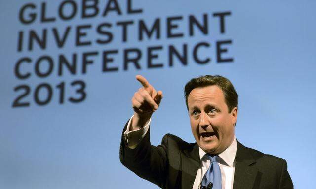 Britain's Prime Minister David Cameron speaks at the Global Investment Conference 2013 in London