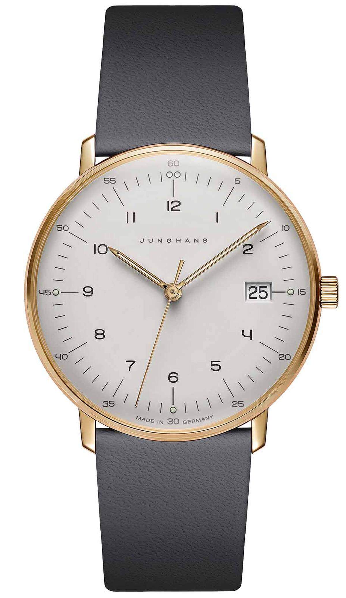 Junghans, Max Bill Automatic: Das neue "Max Bill"-Modell mit einem hellen Grauton-Zifferblatt folgt einmal mehr den Prinzipien der Bauhaus-Architektur.