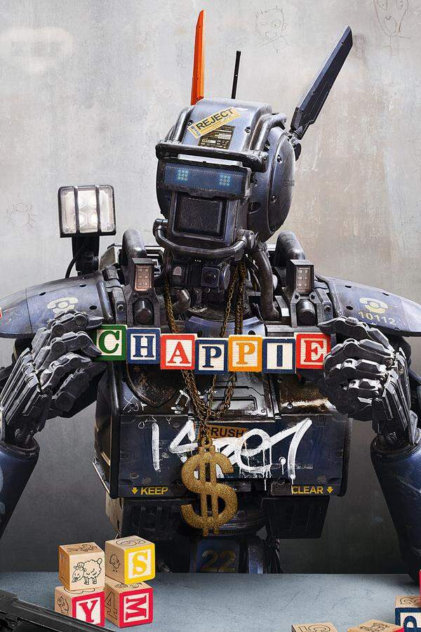 In "Chappie", dem neuen Film von "District 9"-Regisseur Neill Blomkamp, wird ein Roboter (Sharlto Copley) von einem Gangsterpärchen (gespielt vom Rap-Elektronik-Duo Die Antwoord) entführt. Mit Hugh Jackman und Sigourney Weaver.