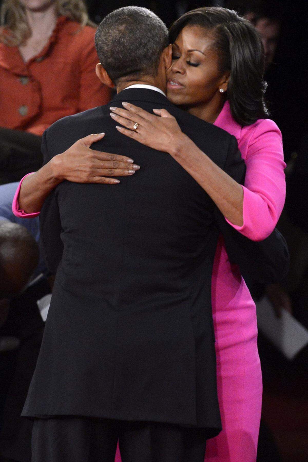 "Ich bin heute Abend so stolz auf meinen Ehemann", jubelte Michelle Obama, die Ehefrau des Präsidenten.