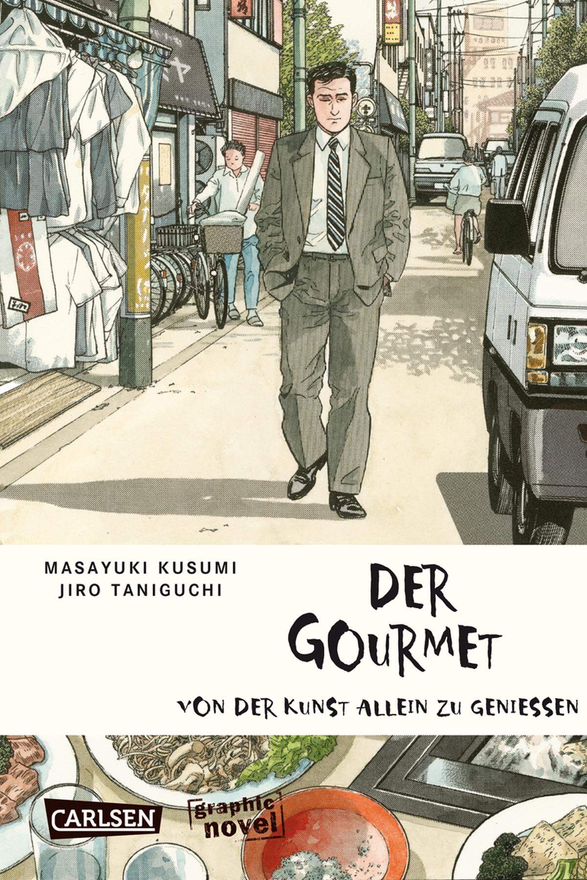 Graphic Novels zum Thema Essen werden immer zahlreicher. „Von der Kunst, allein zu genießen“ erzählt „Der Gourmet“ von Jiro Taniguchi und Masayuki, erschienen bei Carlsen (14,90 €). Lokaltipps eines einsamen Handelsreisenden, der die traditionelle japanische Küche schätzt.