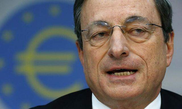 European Central Bank (ECB) President Mario Draghi speaks at the monthly ECB news conference in Frankfurt