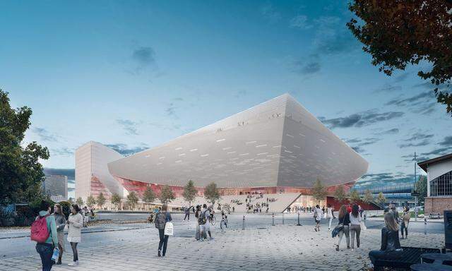 So hätte die neue Wiener Event-Arena, die in Neu Marx errichtet wird, laut Plan einmal aussehen sollen. Wie das Projekt jetzt umgesetzt wird, steht derzeit noch nicht fest. 
