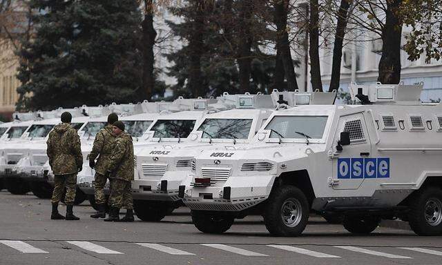 KIEV UKRAINE NOVEMBER 13 2014 Ten armoured KrAZ Cougar cars handed over by the government of Ukr