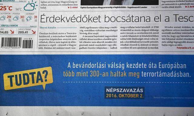 Wahlkampfwerbung in einer ungarischen Zeitung.