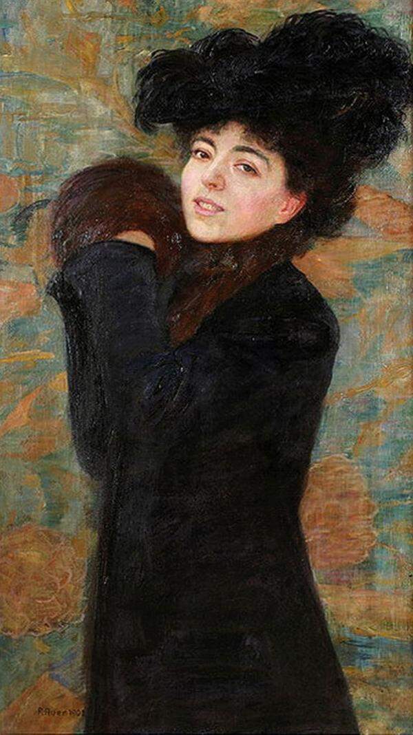 Zagreb um 1900: Robert Auer, Porträt der Frau des Künstlers mit Muff (Leopoldine Auer Schmidt), 1902