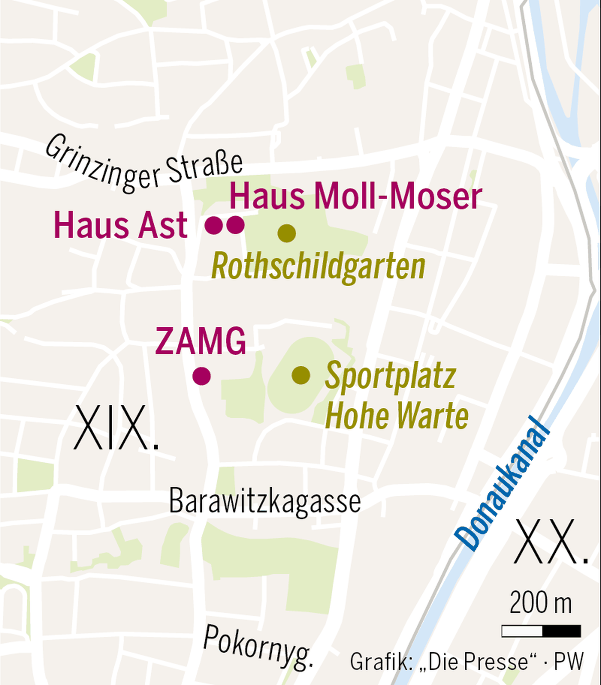 Das Areal der Hohen Warte in Wien Döbling.