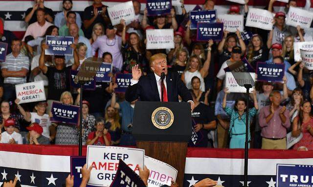 July 17 2019 Greenville NC United States U S President Donald Trump addresses supporters at