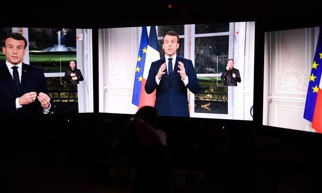 Emmanuel Macron bei seiner Neujahrsansprache.