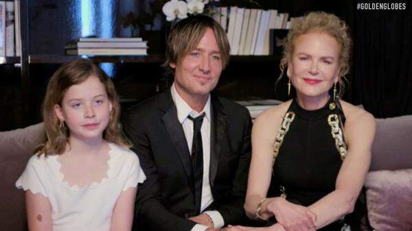 Nicole Kidman (in Louis Vuitton) neben Ehemann und Tochter.