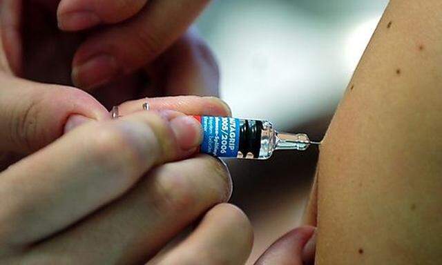Eine Grippeimpfung wird gespritzt am Freitag, 4. November 2005, anlaesslich des 2. Nationalen Grippei