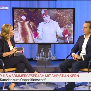 SPÖ-Chef Christian Kern im Puls4-Sommergespräch mit Corinna Milborn