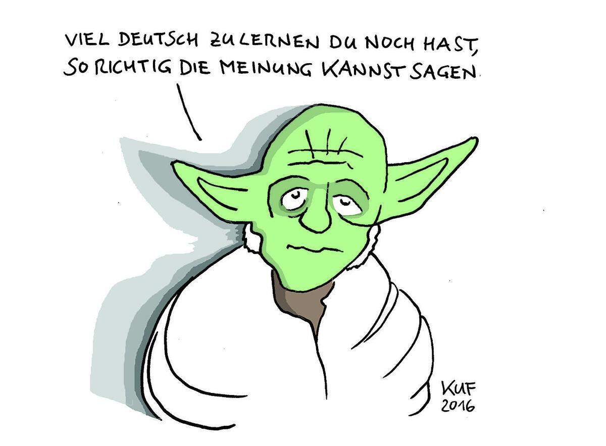 Zur Kolumne "Déjà-vu" von Hans Winkler. Unter dem Titel "Treffpunkt mit einer schweren Sprache" berichtet der Autor von "Erfahrungen eines ehrenamtlichen Instruktors in einer Deutschlerngruppe für Flüchtlinge und Zuwanderer".