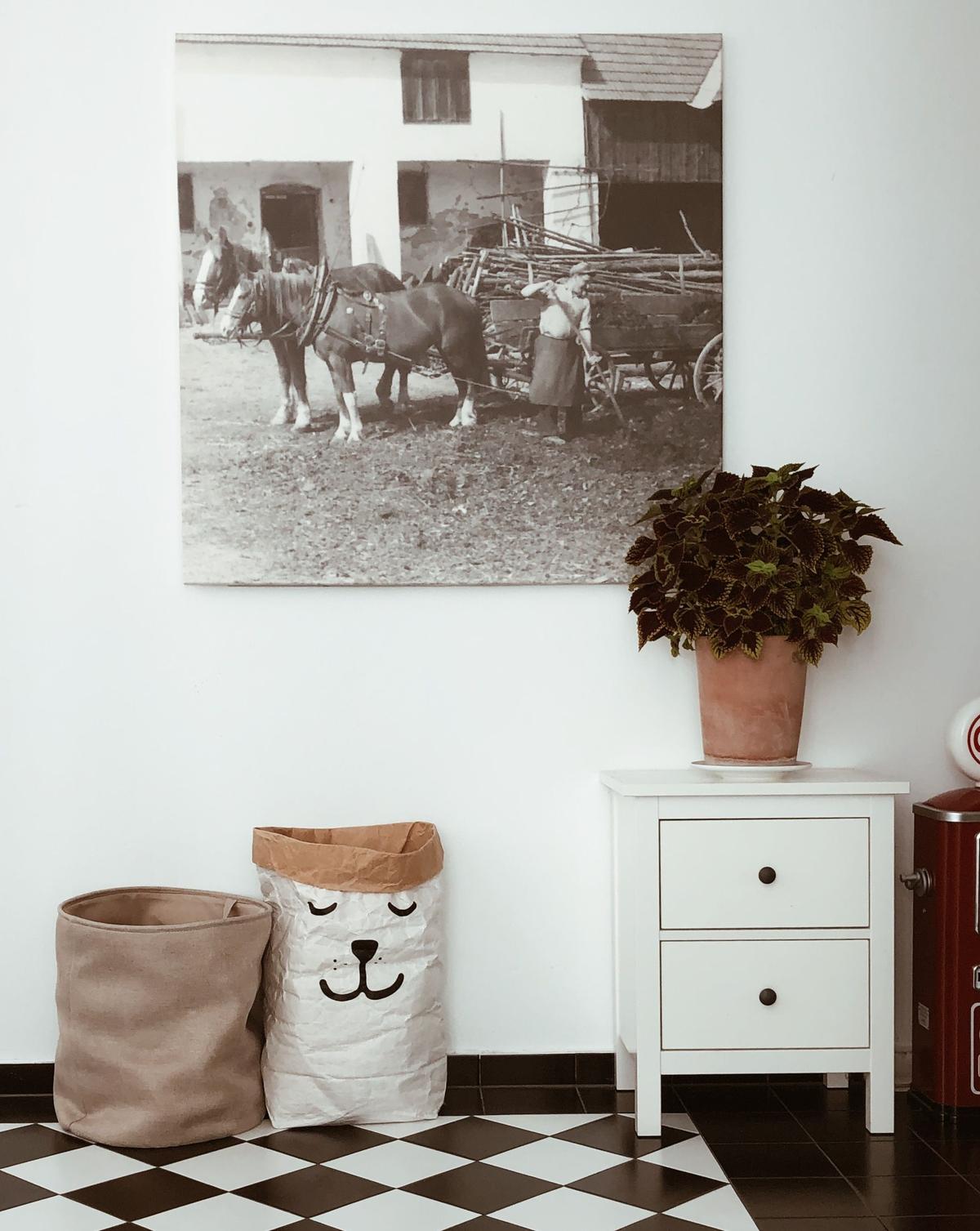 Stillleben mit dem Bild des ehemaligen Besitzers im Hof des Hauses