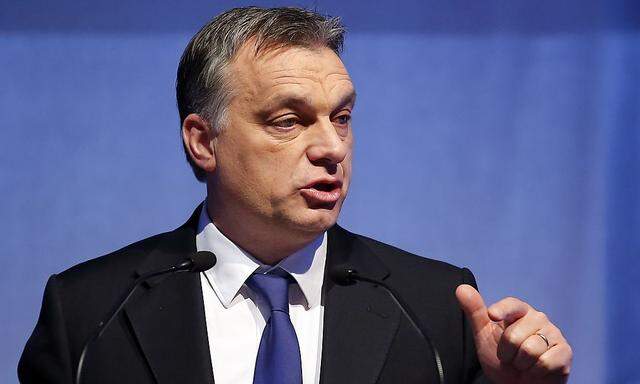 Hungarian Prime Minister Orban delivers a speech at a foundation stone laying ceremony for a new division of the Knorr-Bremse factory in Kecskemet